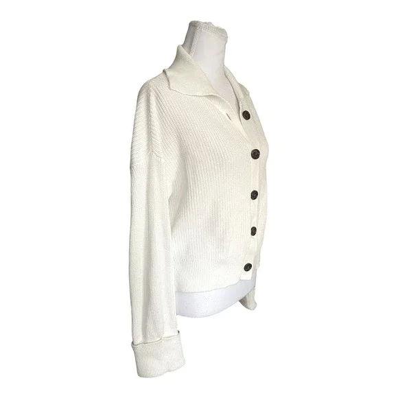 Quince 100% Organic Cotton Fisherman Collared Cardigan Sweater Ivory SMALL - Picture 9 of 16